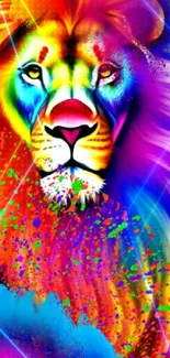 Colorful artistic lion wallpaper with vibrant hues.