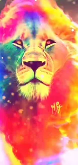 Vibrant and colorful artistic lion wallpaper with striking bold colors.