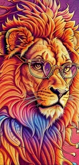 Vivid and artistic lion illustration with glasses.