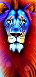 Vibrant and colorful lion art wallpaper with bold hues.