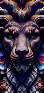 Colorful artistic lion design wallpaper