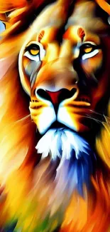 Vibrant digital lion art with bold colors.