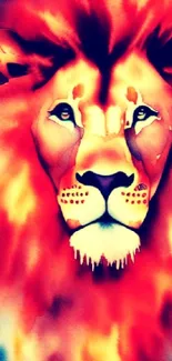 Vibrant, fiery orange lion art wallpaper for mobile devices.