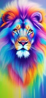 Colorful rainbow lion head artwork in vibrant hues for phone wallpaper.