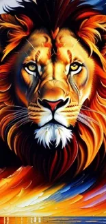 Vibrant artistic lion wallpaper with dynamic colors.