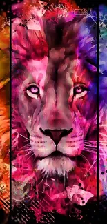 Colorful and artistic lion wallpaper for mobile screen.