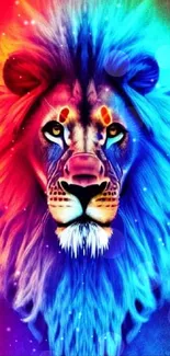 Vibrant and colorful lion art with a blend of dynamic colors.