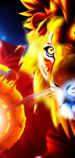 Colorful fantasy lion artwork with vivid colors.