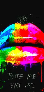 Colorful vibrant lips art on a black background wallpaper.