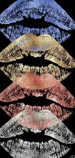 Colorful lips art on black background wallpaper.