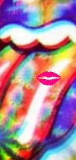 Vibrant and colorful artistic lips wallpaper design.