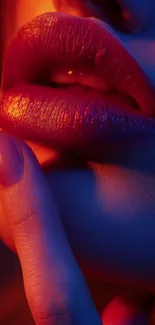 Close-up of vibrant lips with bold color contrast.