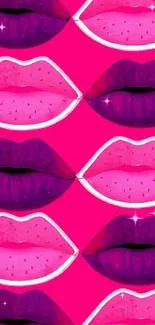 Vibrant pink and purple lips wallpaper design for mobile.