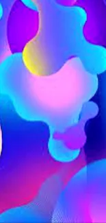 Vibrant abstract liquid art wallpaper with colorful gradient shapes.