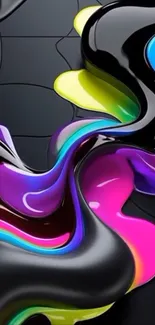 Vibrant liquid art wallpaper with colorful flowing design.