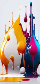 Vibrant liquid art mobile wallpaper with colorful paint splashes.