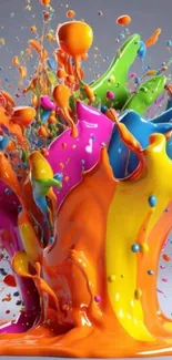 Vibrant splash of colorful liquid paint creating a dynamic abstract artwork.