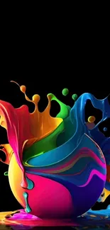 Vibrant liquid colors splash on black background.