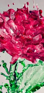 Liquid flower art in pink and green hues for mobile wallpaper.