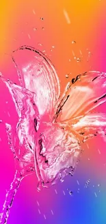 Vibrant liquid flower with a colorful gradient backdrop.