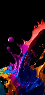 Vibrant liquid splash on black background