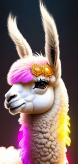 Colorful and stylish llama mobile wallpaper with vibrant design accents.