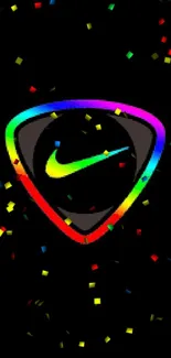 Colorful logo on black wallpaper for mobile.