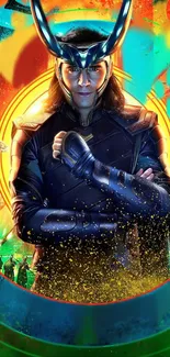 Vibrant Loki wallpaper with dynamic colors and striking imagery for mobile phones.