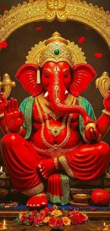 Colorful image of Lord Ganesh with intricate details and vibrant colors