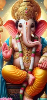 Vibrant and detailed image of Lord Ganesha for mobile wallpaper.