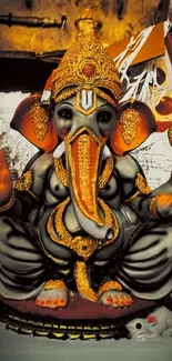 Colorful Ganesha idol with intricate design