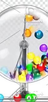 Colorful lottery balls in transparent spinner machine.