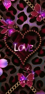 Vibrant mobile wallpaper with butterflies and love theme.