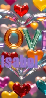 Colorful love-themed hearts wallpaper background.