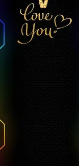 Vibrant 'Love You' wallpaper with neon glow