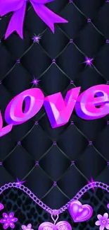 Purple themed love wallpaper with diamond pattern.