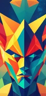 Geometric low poly abstract design wallpaper with vibrant colors.