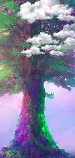 Colorful magical tree wallpaper with vibrant fantasy hues.