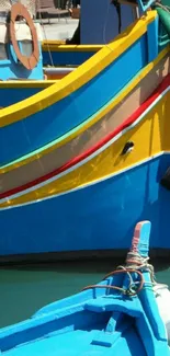 Vibrant Maltese fishing boats by the water.