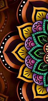 Colorful mandala art with intricate patterns and vibrant colors.