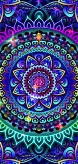 Colorful mandala design with vibrant patterns and intricate details.