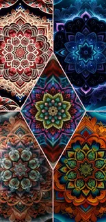 Vibrant mandala art mobile wallpaper with colorful patterns.