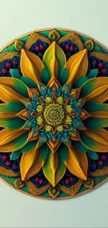 Vibrant mandala art with floral patterns in vivid colors.