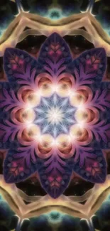 Colorful mandala design with vibrant purple hues.