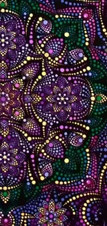 Vibrant mandala dot art mobile wallpaper