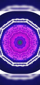 Purple and blue mandala kaleidoscope wallpaper with vibrant patterns.