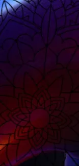 Vibrant mandala wallpaper with rich purple and red colors, perfect for mobile phones.