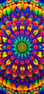 Vibrant mandala wallpaper with a kaleidoscope of colorful patterns.