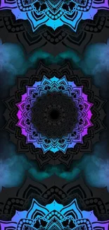 Blue and purple mandala art wallpaper for mobile screen.