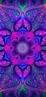 Purple and blue mandala mobile wallpaper with intricate design.